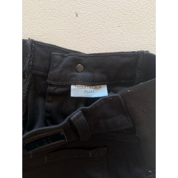 Paige Black Colette Crop Flare Raw Edge Fray Hem Sz 24 Jeans Premium Quality - Picture 4 of 5
